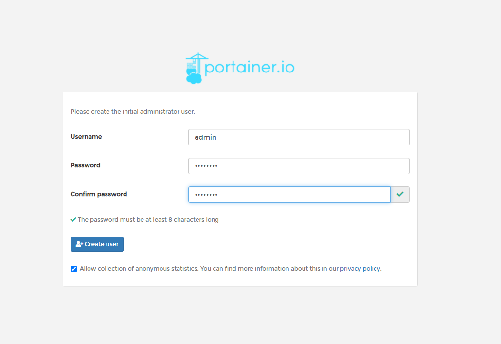Portainer设置密码